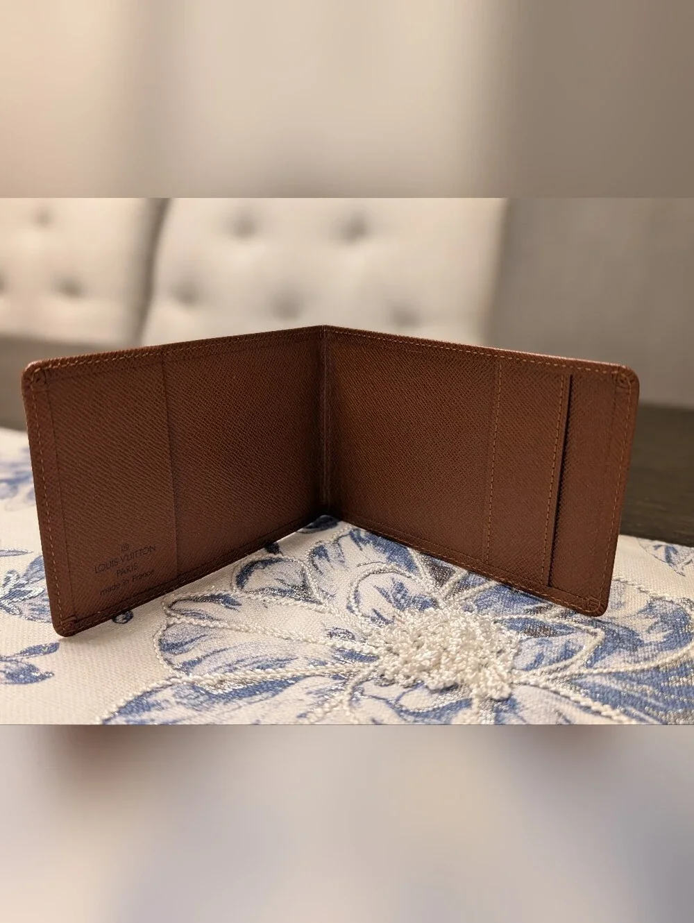 Authentic Vintage Louis Vuitton Taiga Leather Card Holder In Brown Unisex